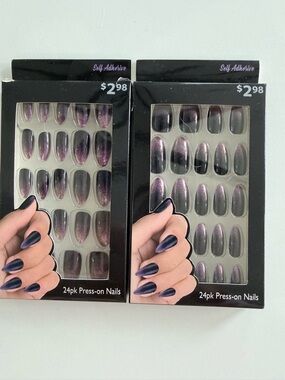 Purple Ombre Self Adhesive Press-On Nails - 24pk x 2